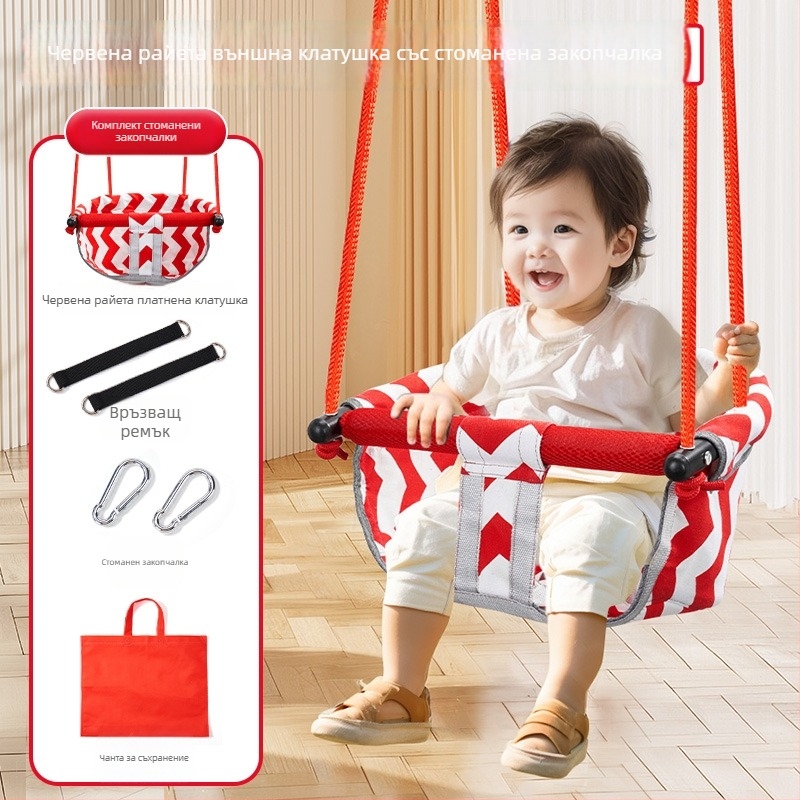 Хамак-люлка за вътрешна и външна употреба за бебета и деца, без скоби, монтаж без пробиване