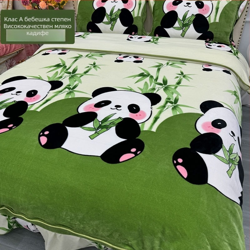 Калъф за завивка от млечен велур, двустранен, подплатен с флис, размер 1,8 m × 200 × 230 cm, рисунка растения и цветя