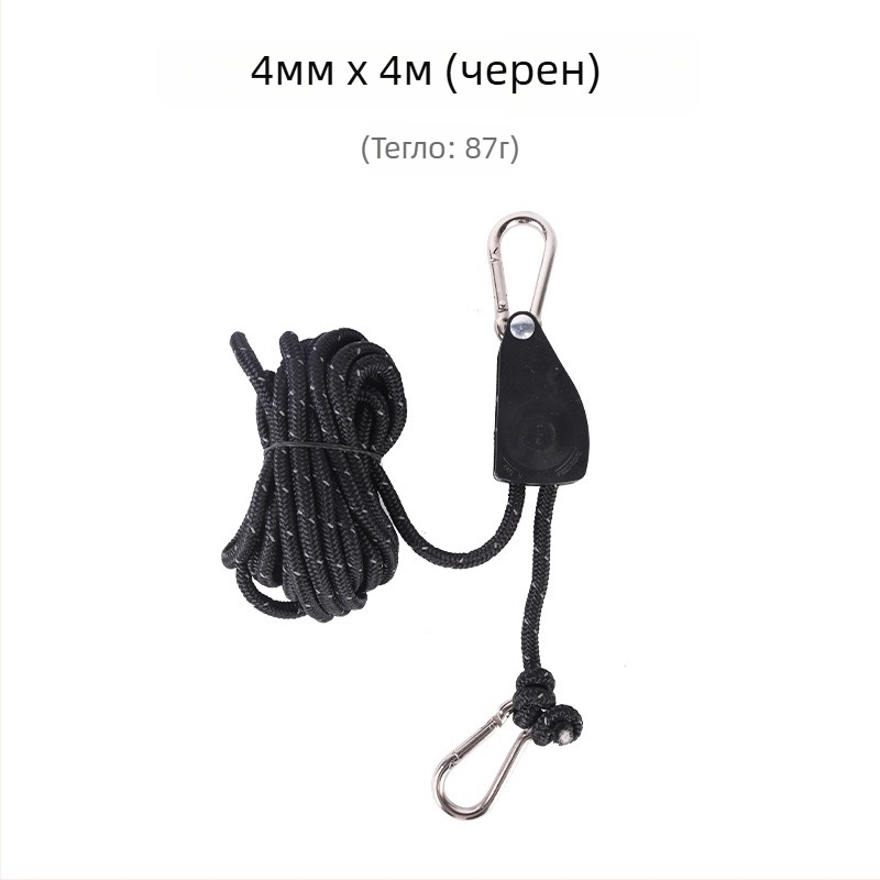 Buye Кампинг Метален Роликов Лост за Регулируемо Въжe за Навес и Палатка – Еластично Въжe с Кука и Катарама