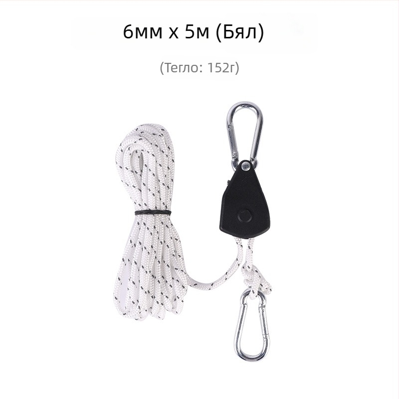 Buye Кампинг Метален Роликов Лост за Регулируемо Въжe за Навес и Палатка – Еластично Въжe с Кука и Катарама