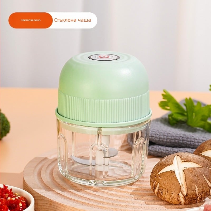 Мултифункционален мини електрически прес за чесън и месо, Type-C безжично захранване, 10000–19999 rpm, ≤36V, 2 остриета, нисък шум