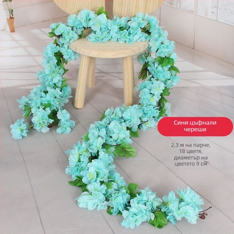 Декоративен капак за тръби за климатик и водопроводни тръби със увивна лоза от изкуствени цветя