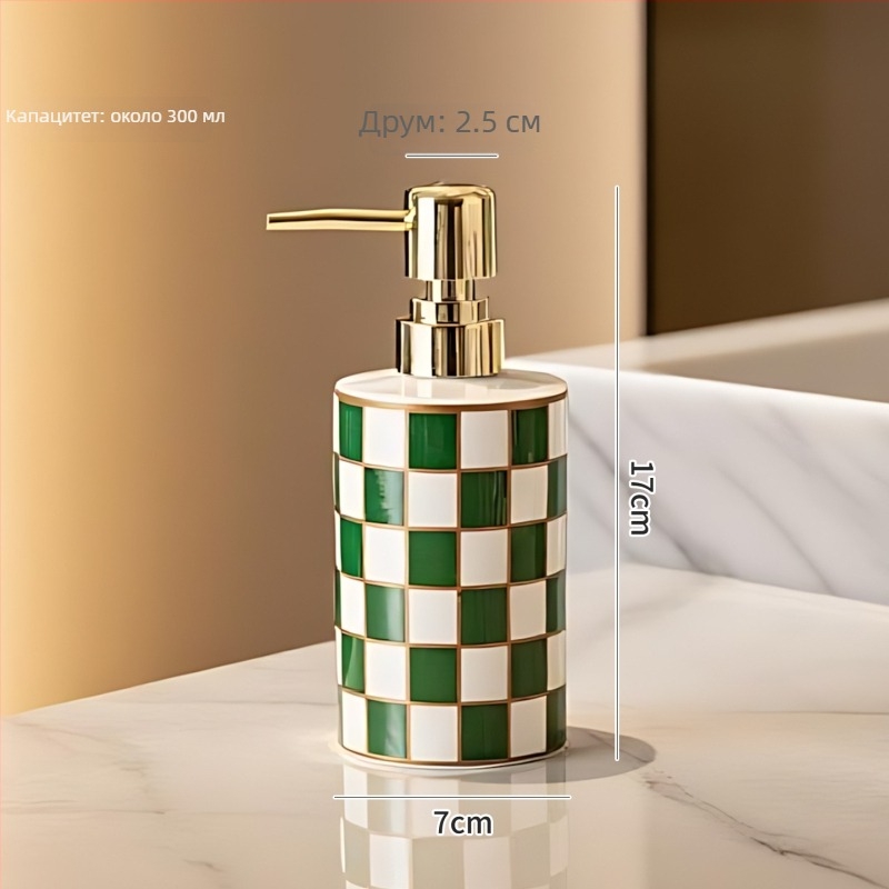 Порцеланов комплект за баня, 2 части: дозатор за сапун и бутилка за лосион; печат на лого възможен; персонализируем