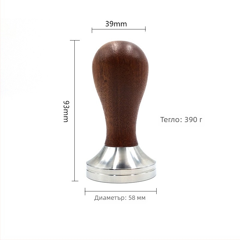 Тампер за кафе, 304 неръждаема стомана, тегло 305 g, за домашна употреба и в кафенета, възможност за персонализирано лого