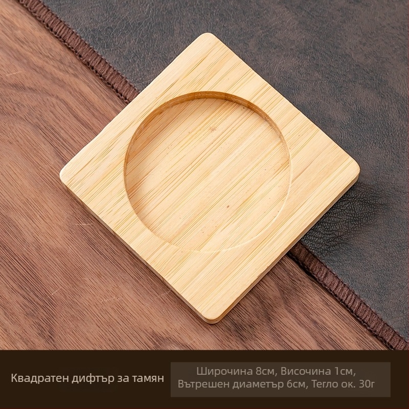 Кръгъл бамбуков тамяногорник, китайски стил, Phoebe материал, неръждаем мрежест държач (полу-ручно и полу-механично производство)