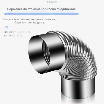 Неръждаем стоманен ъглов тръбен фитинг за изпускателен канал на дървена печка и кухненски аспиратор, 90°/45°