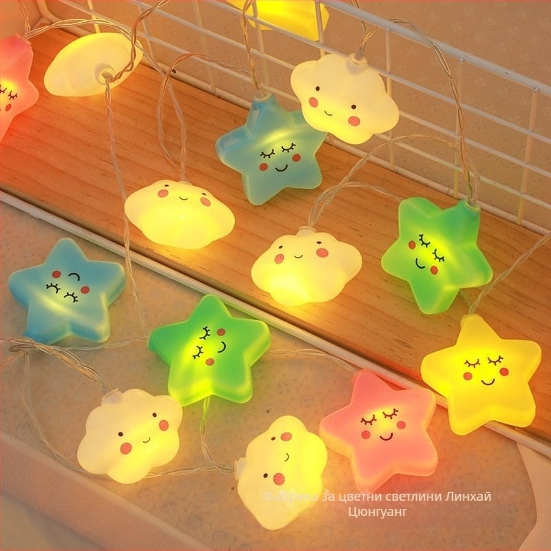 LED висяща палаткова декоративна светлина със звезди и радужни облаци, 20-2000 светодиода, 3.8W, IP44, захранване слънчево/DC