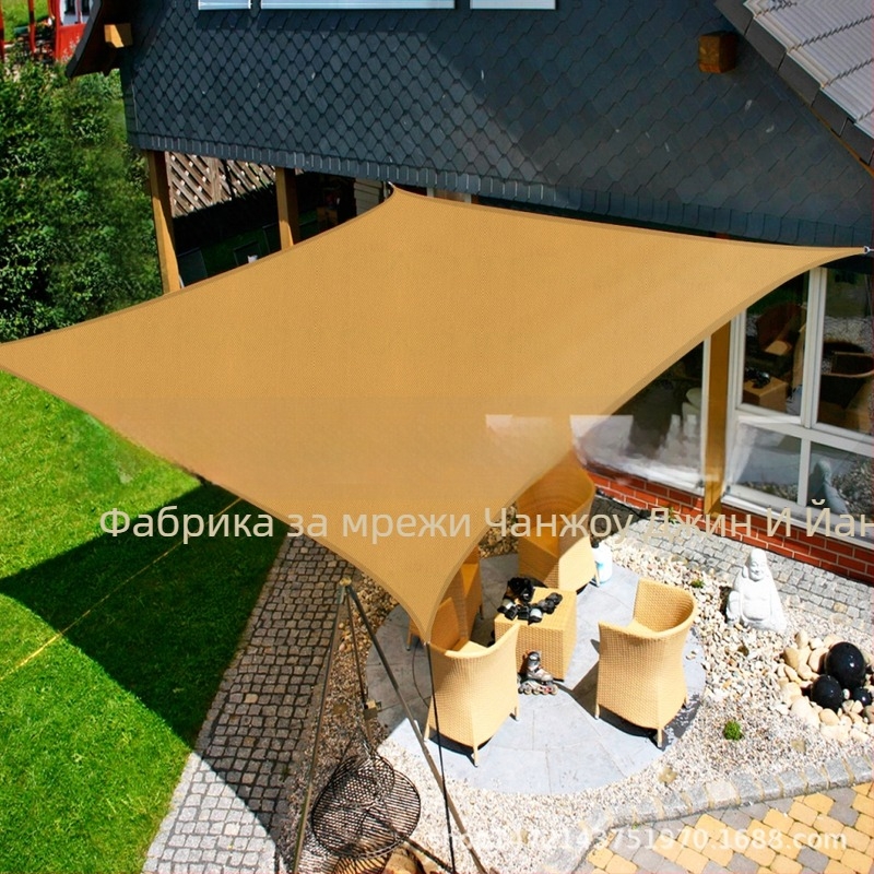 Триъгълна слънцезащитна тъкан, полиестер 160GSM, водоустойчивост 300, PU покритие, без монтаж