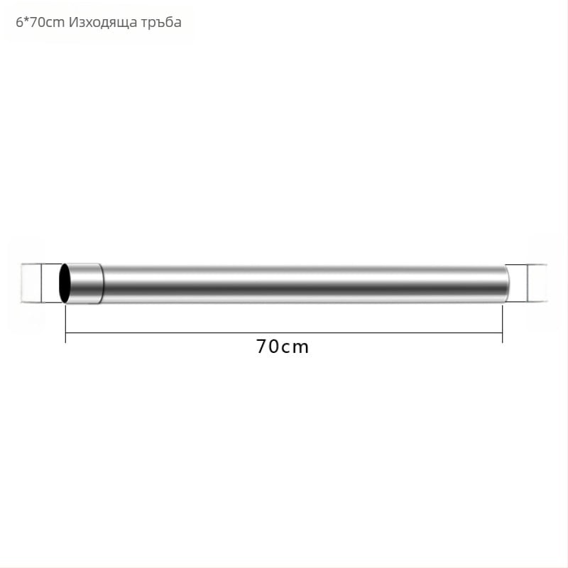 Неръждаем стоманен ъгъл за изпускателната тръба на кухненски газов водогреател, с защита срещу обратен поток и лента от алуминиево фолио