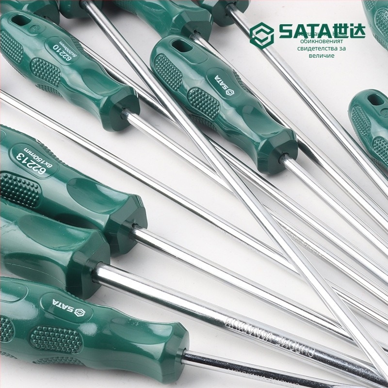 Плоска отвертка, магнитна, Cr-V стомана, удължена дължина, без изолация