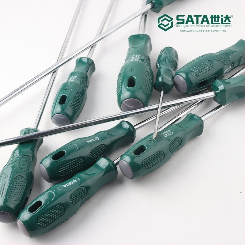 Плоска отвертка, магнитна, Cr-V стомана, удължена дължина, без изолация