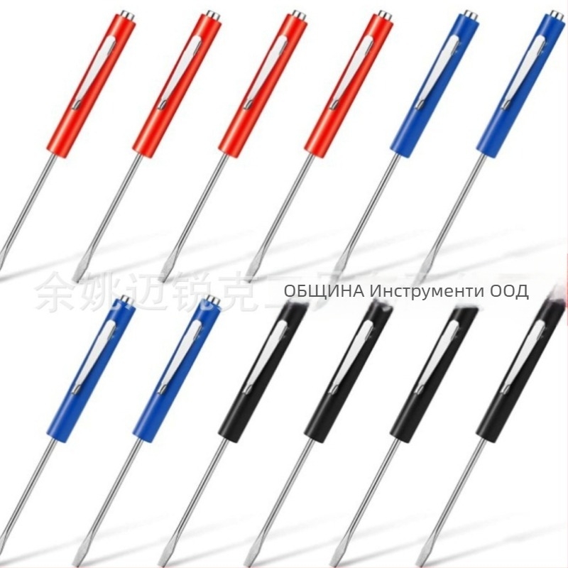 Meric отвертка-писалка от въглеродна стомана, ABS дръжка, сменяеми върхове, двуостър дизайн