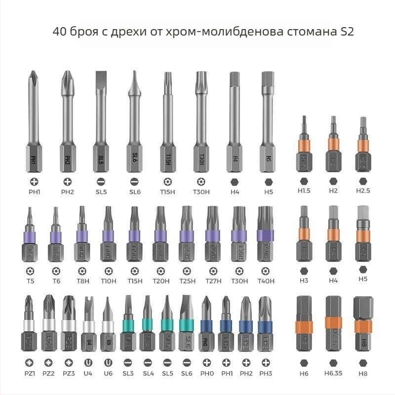 RS1 комплект отвертки с тресчотка, 42 в 1, S2 инструментална стомана, магнитен, за домашна употреба