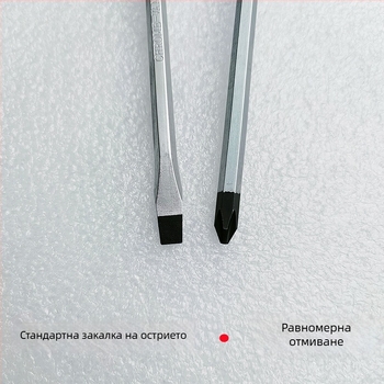 Отвертка с плосък и кръстовиден връх, въглеродна стомана, магнитна, едночастна конструкция, дръжка PC+TPR