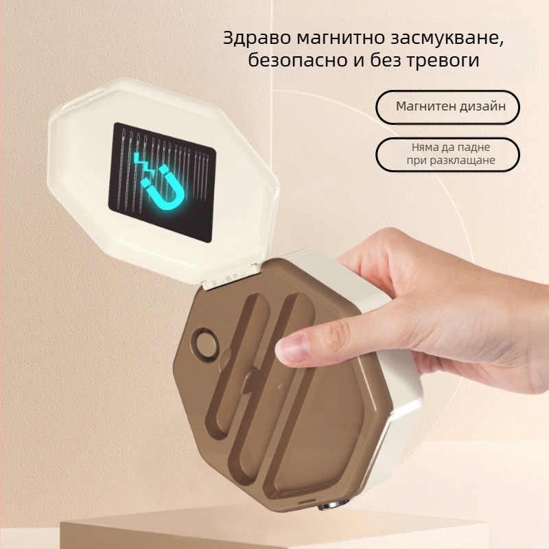 Кутия за шиене — ABS, осмоъгълна форма, серия Шиене, 120 броя, стил пасторален, прост и лек лукс