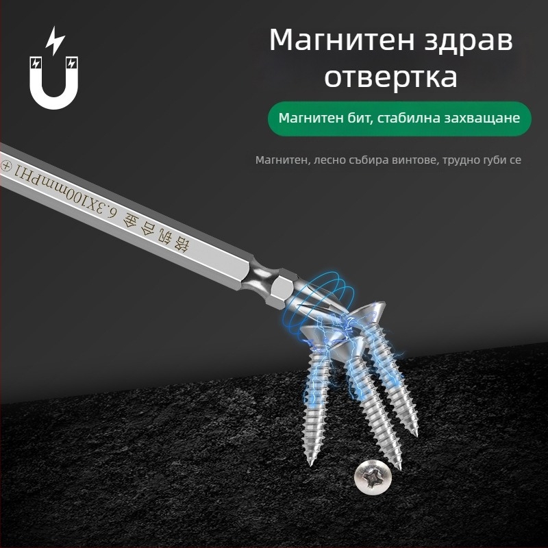 Двуфункционална отвертка с кръстосана и плоска глава, изолирана, CR-V стомана, дръжка TPR, без магнит