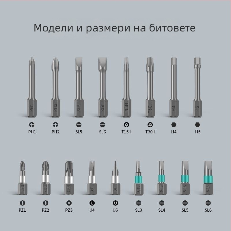 42‑в‑1 комплект отвертки с трещотка — CR-V стомана, магнитна, максимален въртящ момент 100 N·m