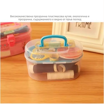 Преносима кутия за шиене, джобен размер, комплект от 9 части, пластмасова, японски стил, опростен дизайн