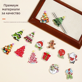 Инструмент за засмукване на игли — коледен дървен дизайн, за кръстат бод, портативен, против загуба