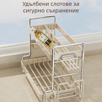 Кухненска поставка за подправки с държач за пръчки и ножове, метална, без пробиване, многоетажна настолна ракла, модерен стил