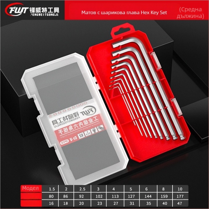 Комплект вътрешни шестогранни ключове, материал Chromium Vanadium Steel Cr_V