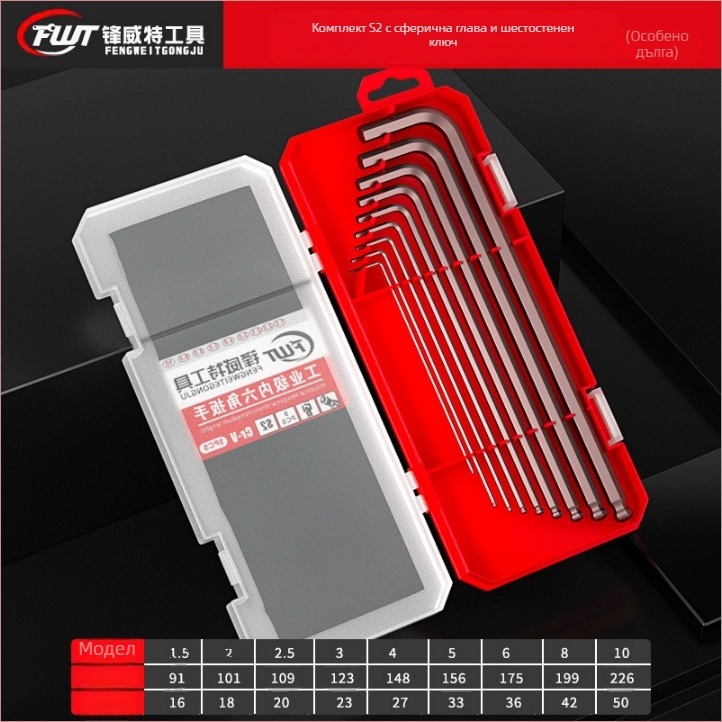 Комплект вътрешни шестогранни ключове, материал Chromium Vanadium Steel Cr_V