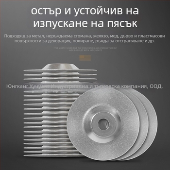 Диамантена шлифовъчна диск, емериев абразив, зърнистост 400–1000, максимална скорост 20000 об./мин, подходяща за шлайфане и полиране на метал и нефрит.