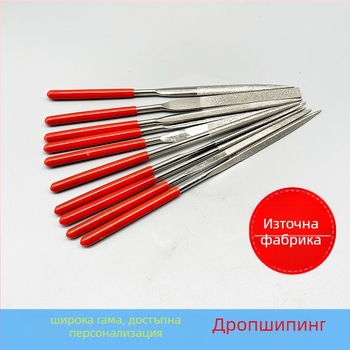 Комплект диамантени файлове, 5 части; форми: плосък, полукръгъл, триъгълен, квадратен; материал: стомана; зъби: фини; модел: единичен; за дървообработване