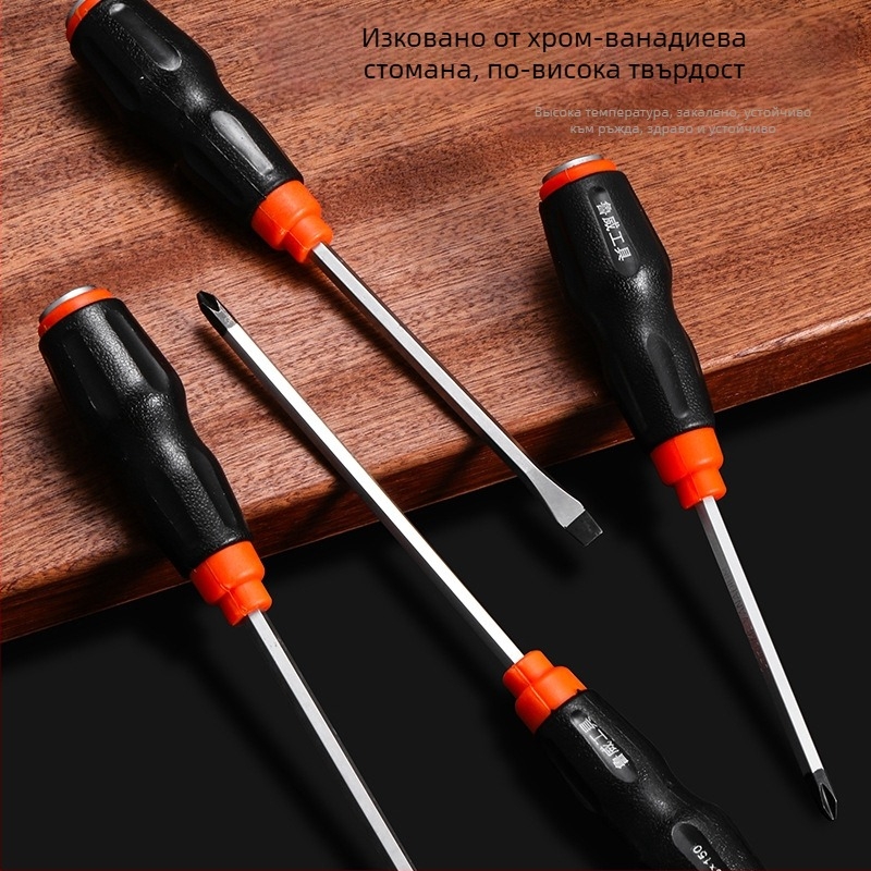 Отвертка Luwei с магнит, кръстовиден и плосък връх, Cr-Mo стомана, ръкохватка TPR
