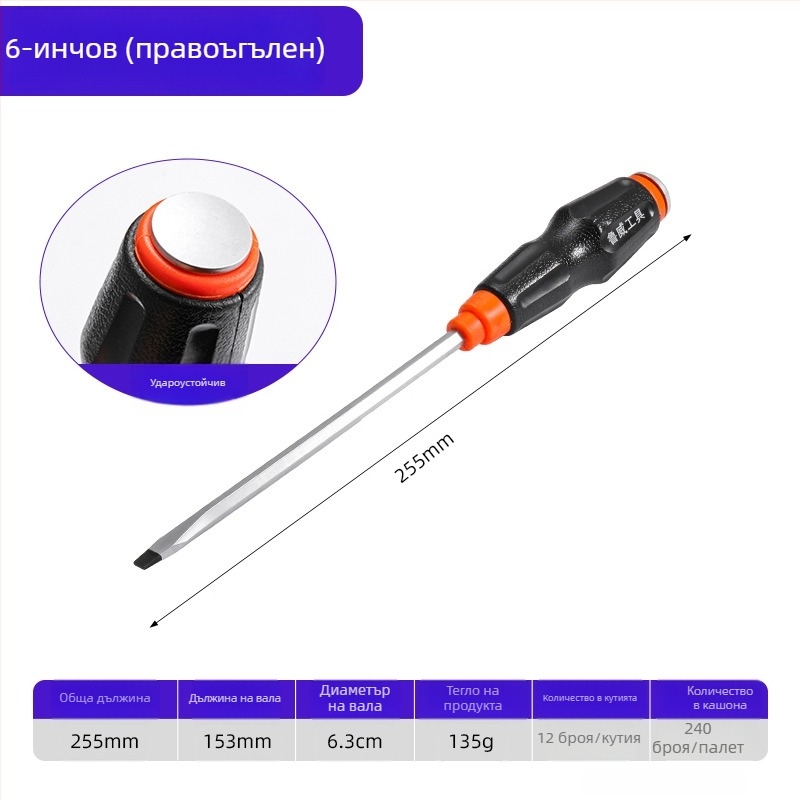 Отвертка Luwei с магнит, кръстовиден и плосък връх, Cr-Mo стомана, ръкохватка TPR