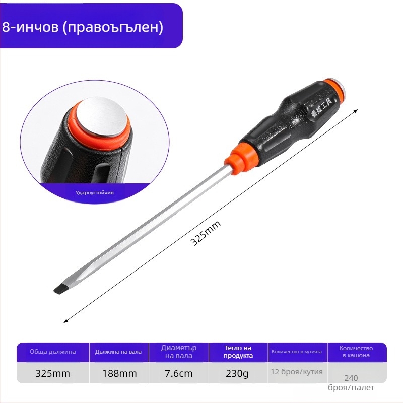 Отвертка Luwei с магнит, кръстовиден и плосък връх, Cr-Mo стомана, ръкохватка TPR