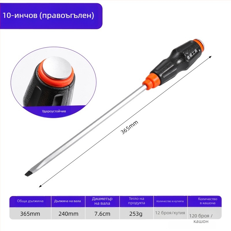 Отвертка Luwei с магнит, кръстовиден и плосък връх, Cr-Mo стомана, ръкохватка TPR