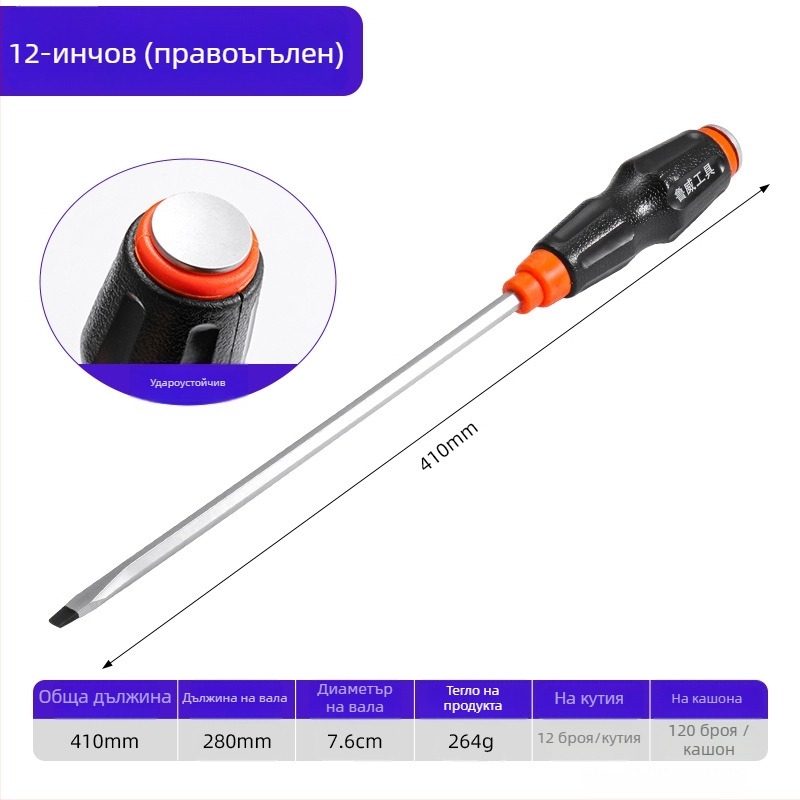 Отвертка Luwei с магнит, кръстовиден и плосък връх, Cr-Mo стомана, ръкохватка TPR