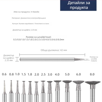 H Needle емъри глава за гравиране на нефрит, модел H Needle, Iron Fist