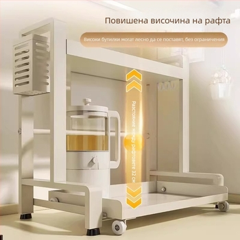 Изтеглящ се двупластов кухненски държач за подправки, въглеродна стомана, монтаж без пробиване