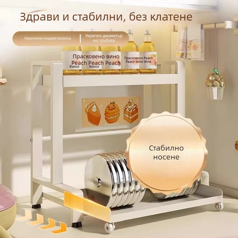 Изтеглящ се двупластов кухненски държач за подправки, въглеродна стомана, монтаж без пробиване