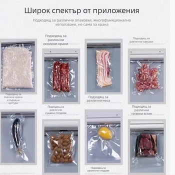 Вакуумна запечатваща машина за храна — компактна, автоматична, вакуум и запечатване, модел 001, ABS корпус, PP материал, захранване чрез щепсел, капацитет под 500 ml