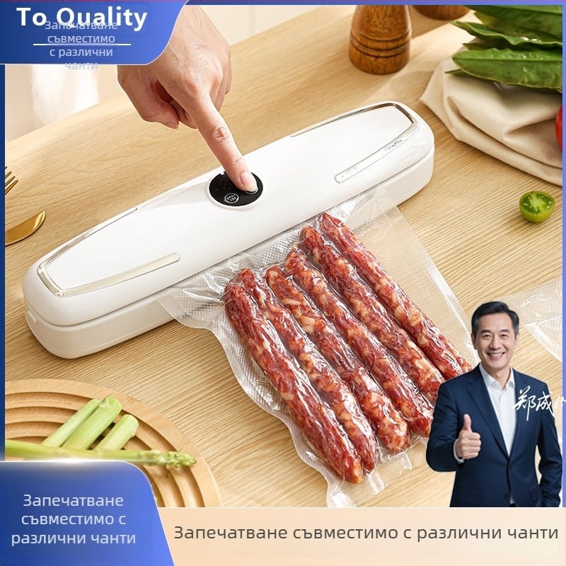 Домашна вакуумна опаковачна машина за храна, компактна вакуумна запечатваща система, 90 W, 110-220 V, ABS, капацитет 500–1000 ml