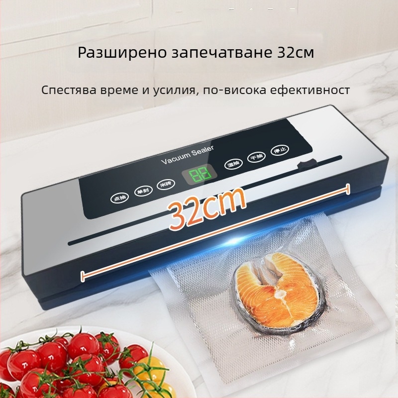 Вакуумна запечатваща машина за домашно ползване — напълно автоматична, корпус от неръждаема стомана, капацитет 1501–2000 мл, сензорно управление