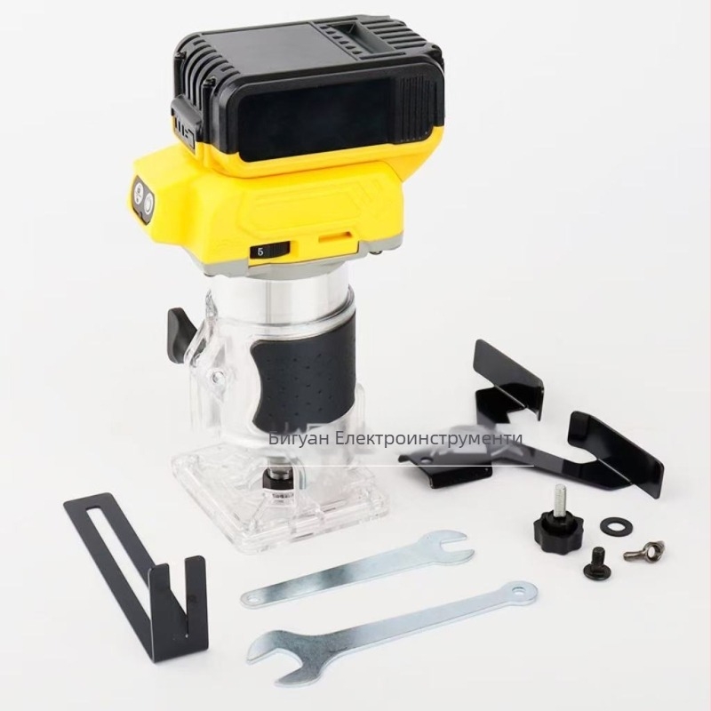 Безчеткова безжична дървообработваща машина за пробиване, кантиране, каналиране, издълбяване и гравиране с зареждаема литиево-йонна батерия 18–21V