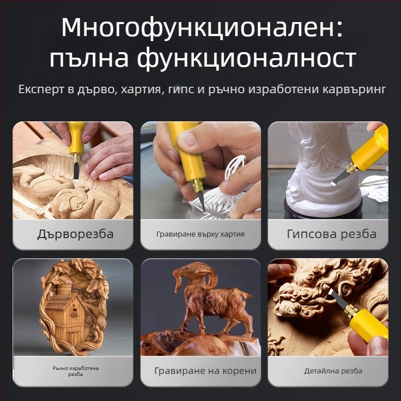 Електрическа машина за гравиране със литиева батерия, ръчна длета за дърво и резба на корени за бонсай — Напрежение: AC еднофазно / DC ≤50V