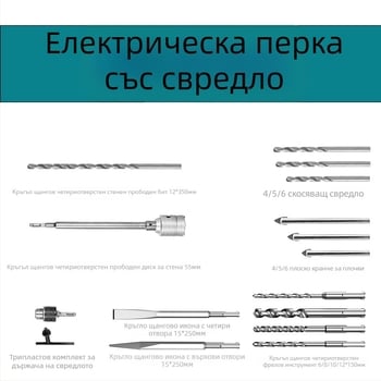 Xuxuan Комплект битове за ударно пробиване: винтово свредло, триъгълно свредло, стенен отворител за отвори, квадратна и кръгла дръжка, патронник за три части