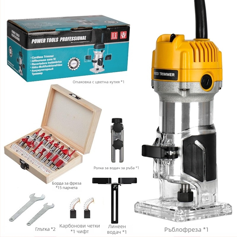 Moyi машина за довършване и дървообработване, 220V щепселно захранване, кантиране, фрезоване и гравиране, домашна употреба