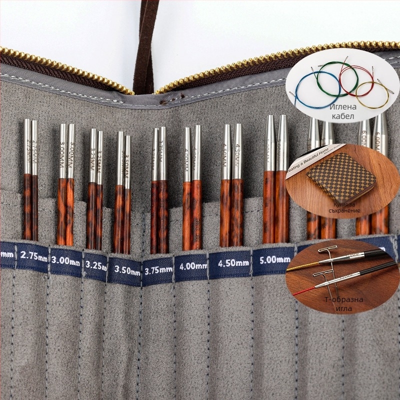 Кръгла плетачна игла от ебоново дърво, сваляема, ръчна изработка, за плетене на пуловери (код: 6511002741999; стил: модерен)