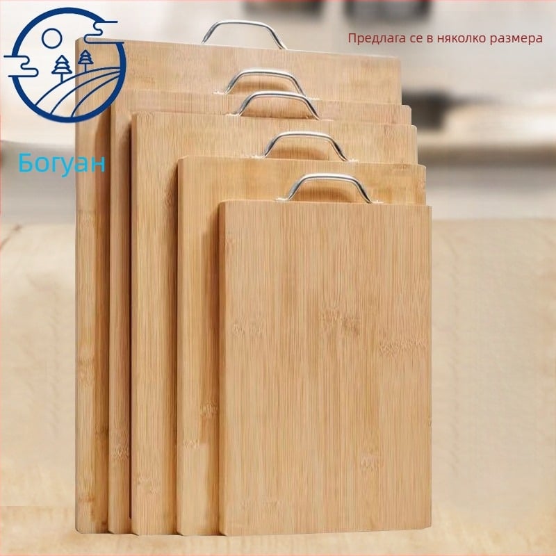Двустранна бамбукова дъска за рязане с дръжка, закачваща се кухненска дъска, голяма и дебела