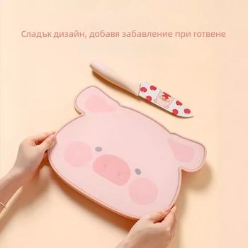 Kawashima House × Lulu Pig Фруктова дъска за нарязване, антибактериална и против плесени, хранителен клас, двустранна, за домашна употреба