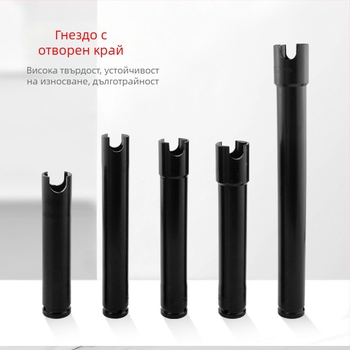 Електрическа гайкова глава за гаечен ключ с открит край, удължена и утежнена за дърводелство и скеле — Ming Kite хром-ванадиева стомана, черно покритие, 277 g