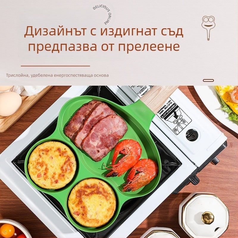 Омлетен тиган във форма жаба с покритие Maifan камък, алуминиева сплав, не залепва, дълбоко дъно, тегло 0,8 кг