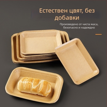 Еднократна тава от крафт хартия, правоъгълна, неподходяща за микровълнова, не биоразградим материал