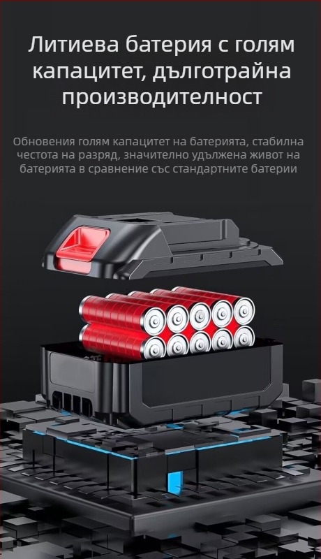 10 мм литиев безжичен пистолетен дрелка, мултискоростен, самозатягащ патронник, напред/назад, комплект: дрелка, ударна дрелка и винтоверт